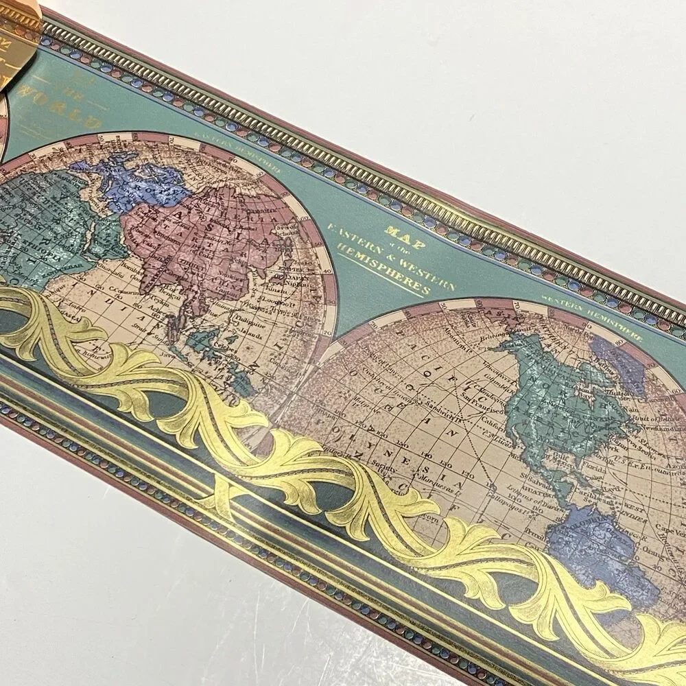 Vtg 4 Rolls OLDE WORLD MAP Metallic Gold IMPERIAL Wallpaper Border 5 yards each